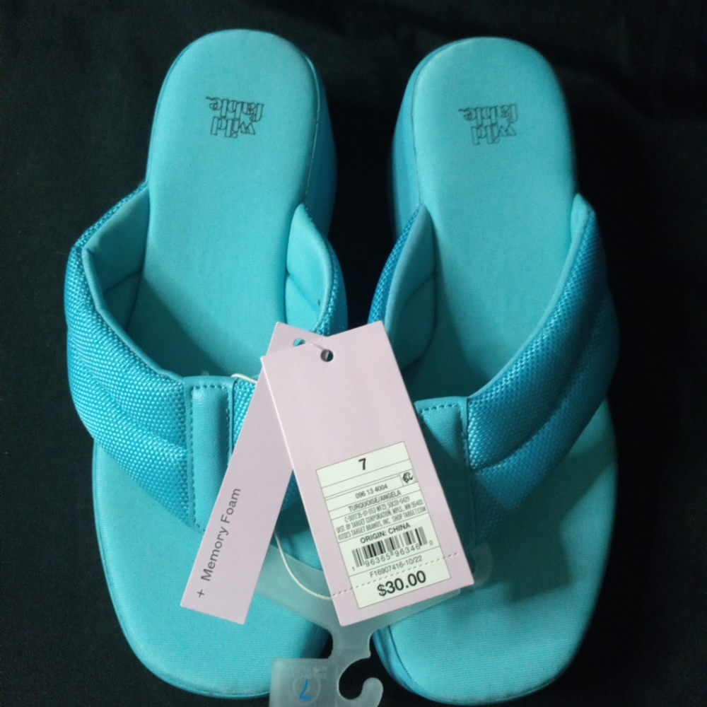 Women's Angela Platform Sandals - Wild Fable Turquoise Blue Size 7